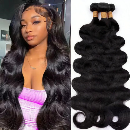 Body Wave Human Hair Bundles – Brazilian Virgin Remy Hair 10–42 Inch Natural Black