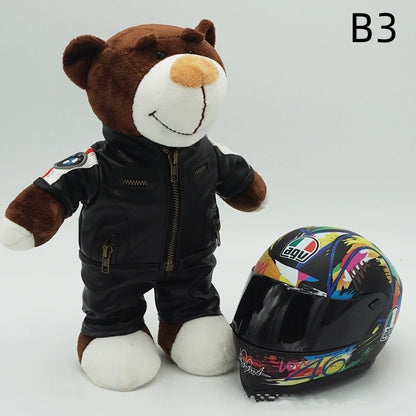 Motorcycle Helmet Teddy Bear Plush Toy – Kawaii Biker Bear Stuffed Animal Gift