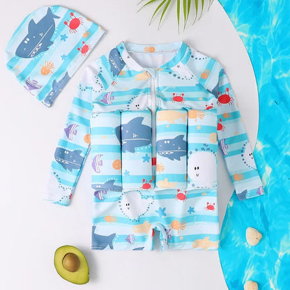 Kids Cartoon Buoyancy One Piece Swimsuit