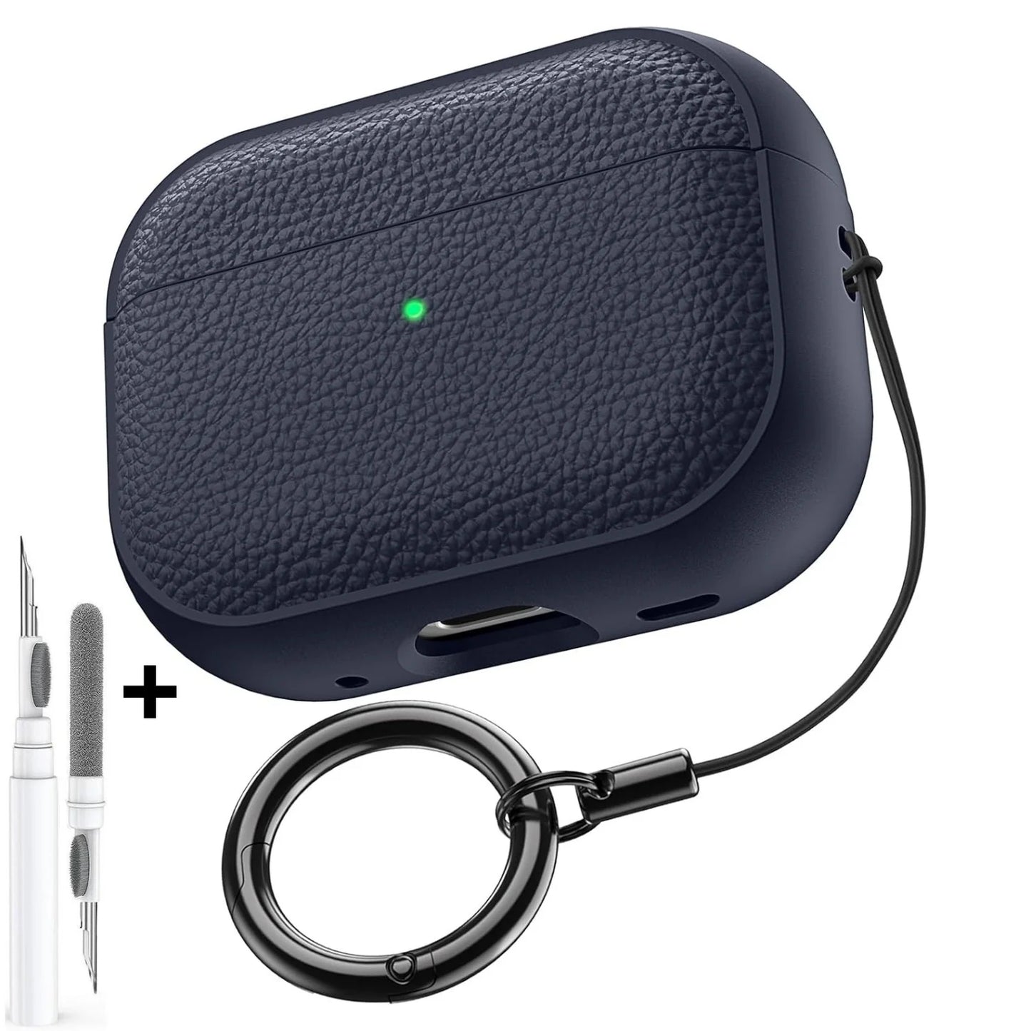 AirPods Case Leather Pattern TPU Cover with Keychain