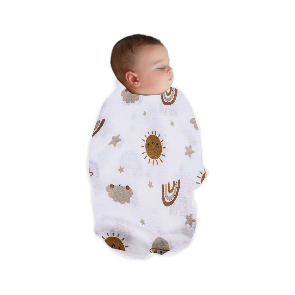 Baby Muslin Swaddle Blanket – Soft Bamboo Cotton, 47x43in, 22 Prints