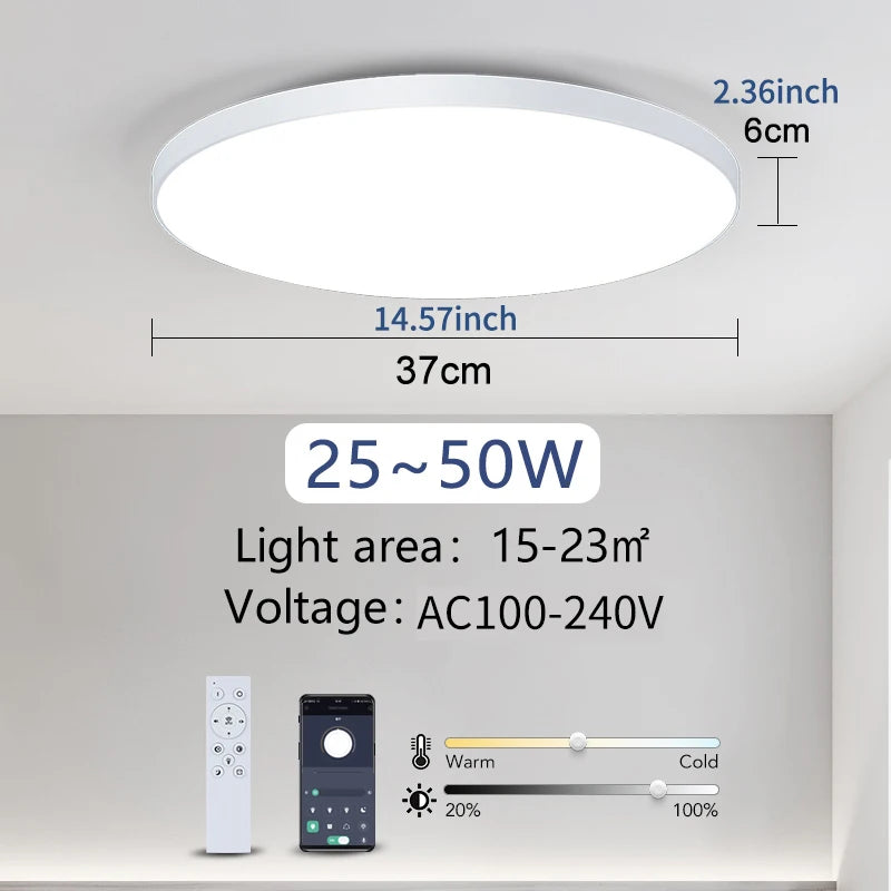 Smart LED Ceiling Light with Remote Control & Dimmer