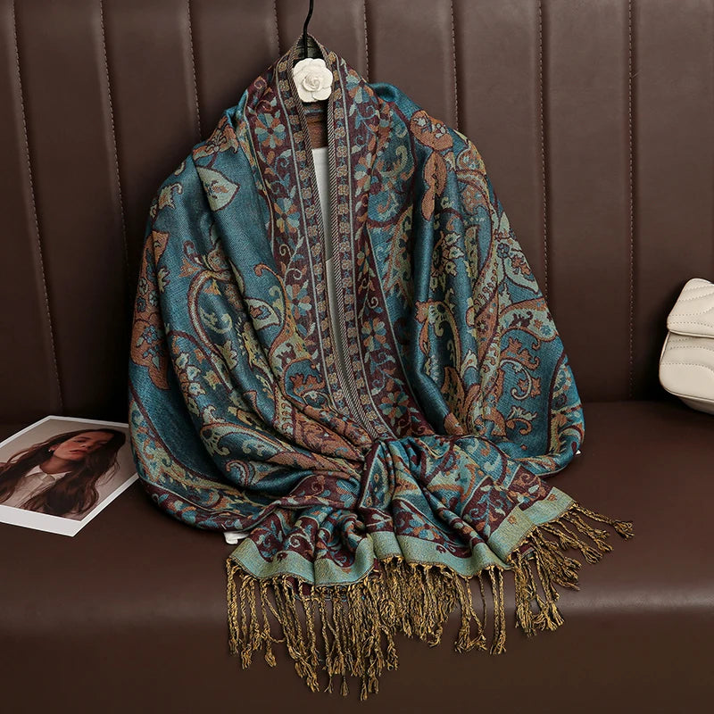 Paisley Print Cashmere Pashmina Shawl for Women – Warm Winter Wrap