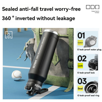 Insulated Sports Water Bottle Stainless Steel Double Wall with Handle
