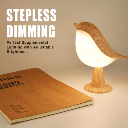 Bird Night Light Touch Lamp USB Rechargeable 3-Color Dimming Bedside Table Lamp