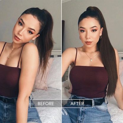 Wrap Around Ponytail Extension Synthetic Straight Hair 22-34 Inch