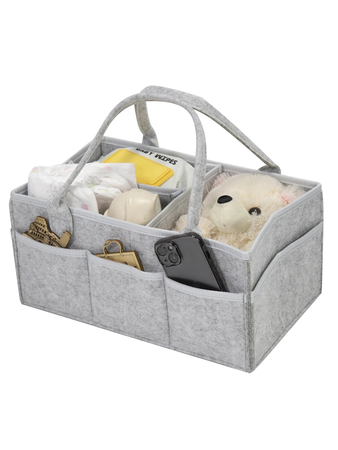 Diaper Caddy Organizer – Foldable Felt Storage Tote Bag