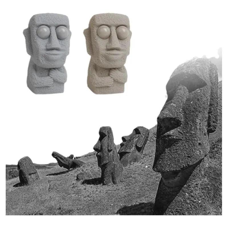 Moai Stress Relief Squeeze Toy – Pop-Eye Easter Island Statue Fidget