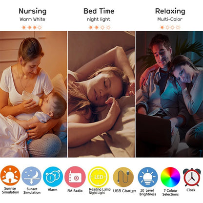 Sunrise Wake-Up Light Alarm Clock with FM Radio & 7 Colors