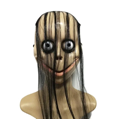 Halloween Horror Ghost Mask with Long Hair – Momo Cosplay Party Mask