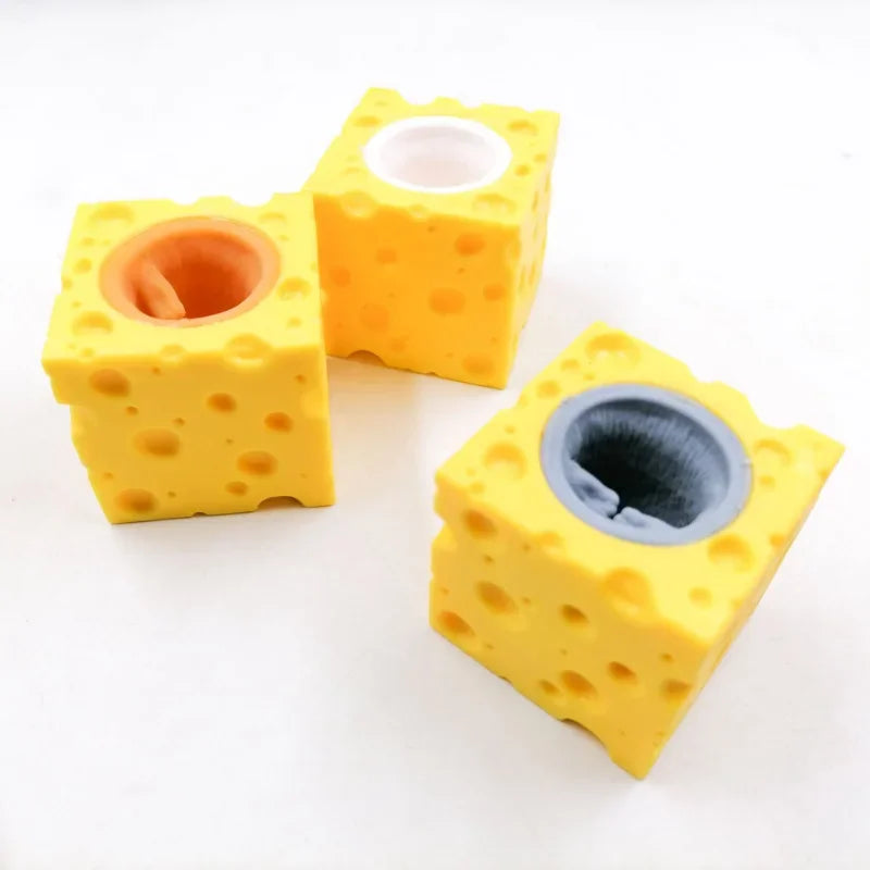 Pop-Up Mouse in Cheese Squeeze Stress Relief Fidget Toy