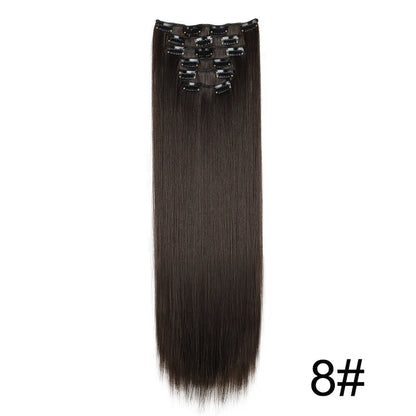 Clip-In Hair Extensions 6-Piece Set – Long Straight Synthetic Hair