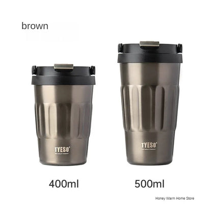 TYESO Insulated Coffee Tumbler – Stainless Steel Vacuum Flask 400ml & 500ml