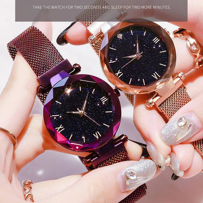 Starry Sky Women's Quartz Watch – Magnetic Mesh Band