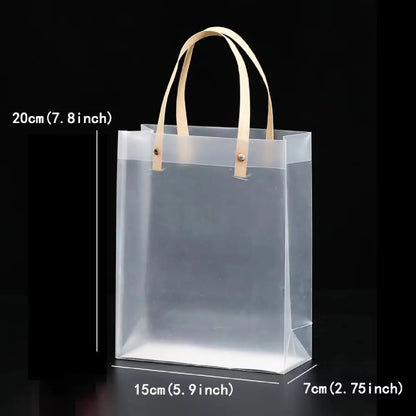 Frosted Transparent Plastic Gift Bags with Handles (10pcs)