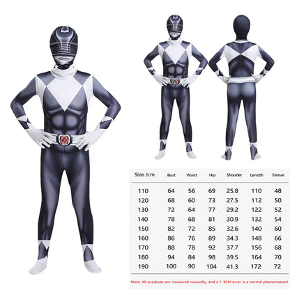 Power Rangers Cosplay Costume – Kids Superhero Bodysuit Sizes 110–190