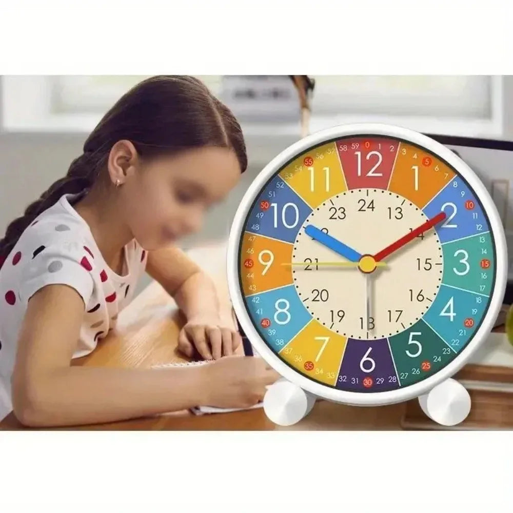 Kids Educational Alarm Clock – Colorful Silent Analog Clock for Children