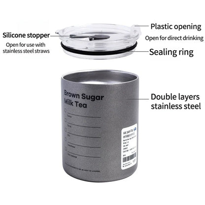 Stainless Steel Thermos Coffee Mug with Straw 20.3oz