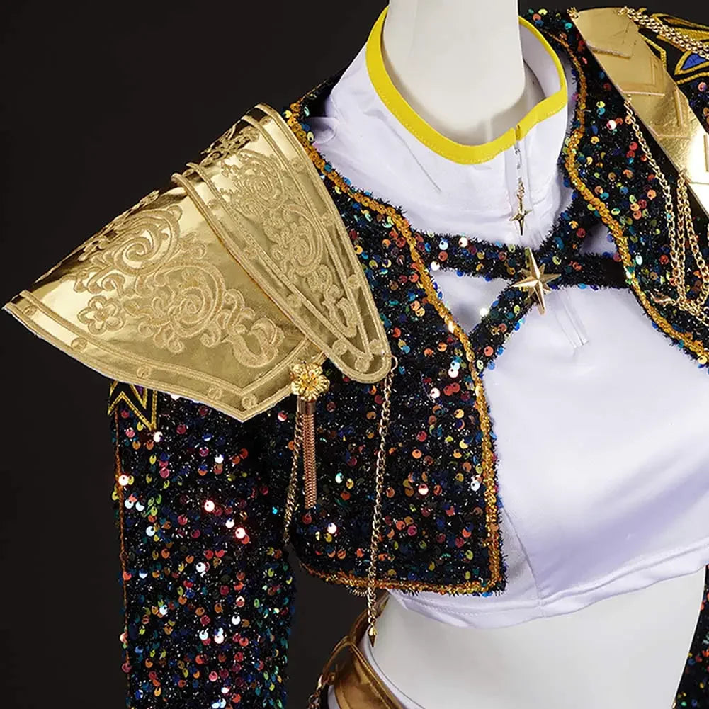 Girls Halloween Cosplay Costume Set with Gold Accessories
