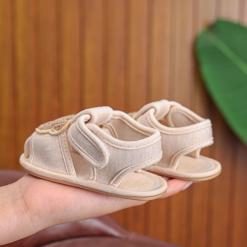 Baby Cartoon Bear Sandals – Soft Rubber Sole First Walker Shoes