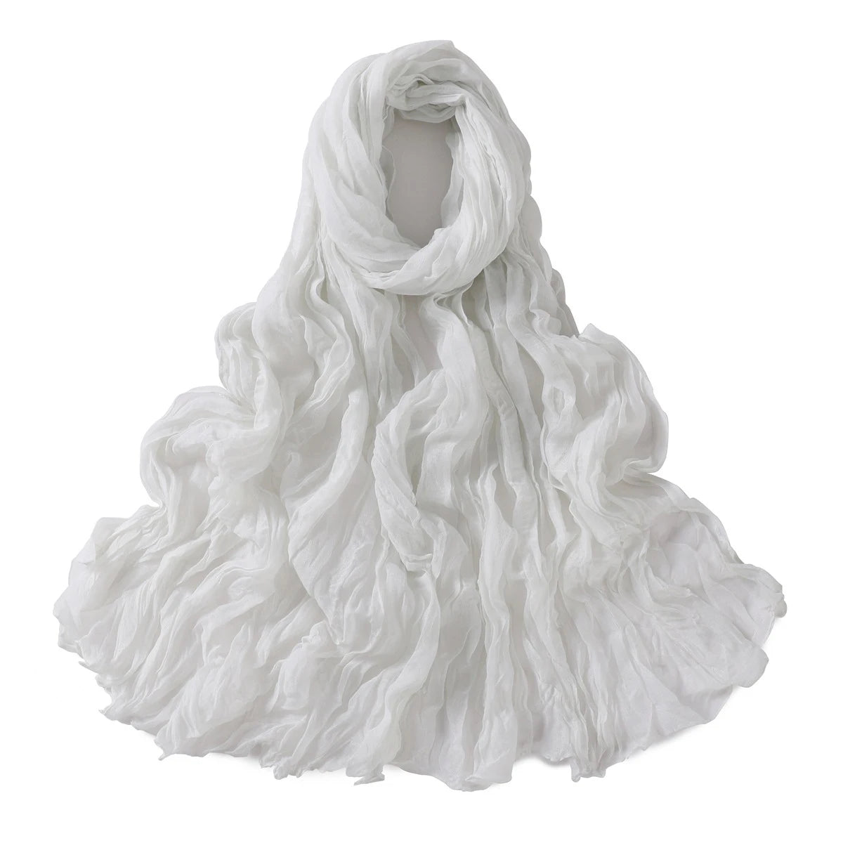 Women's Crinkle Cotton Voile Scarf – Lightweight Solid Color Shawl