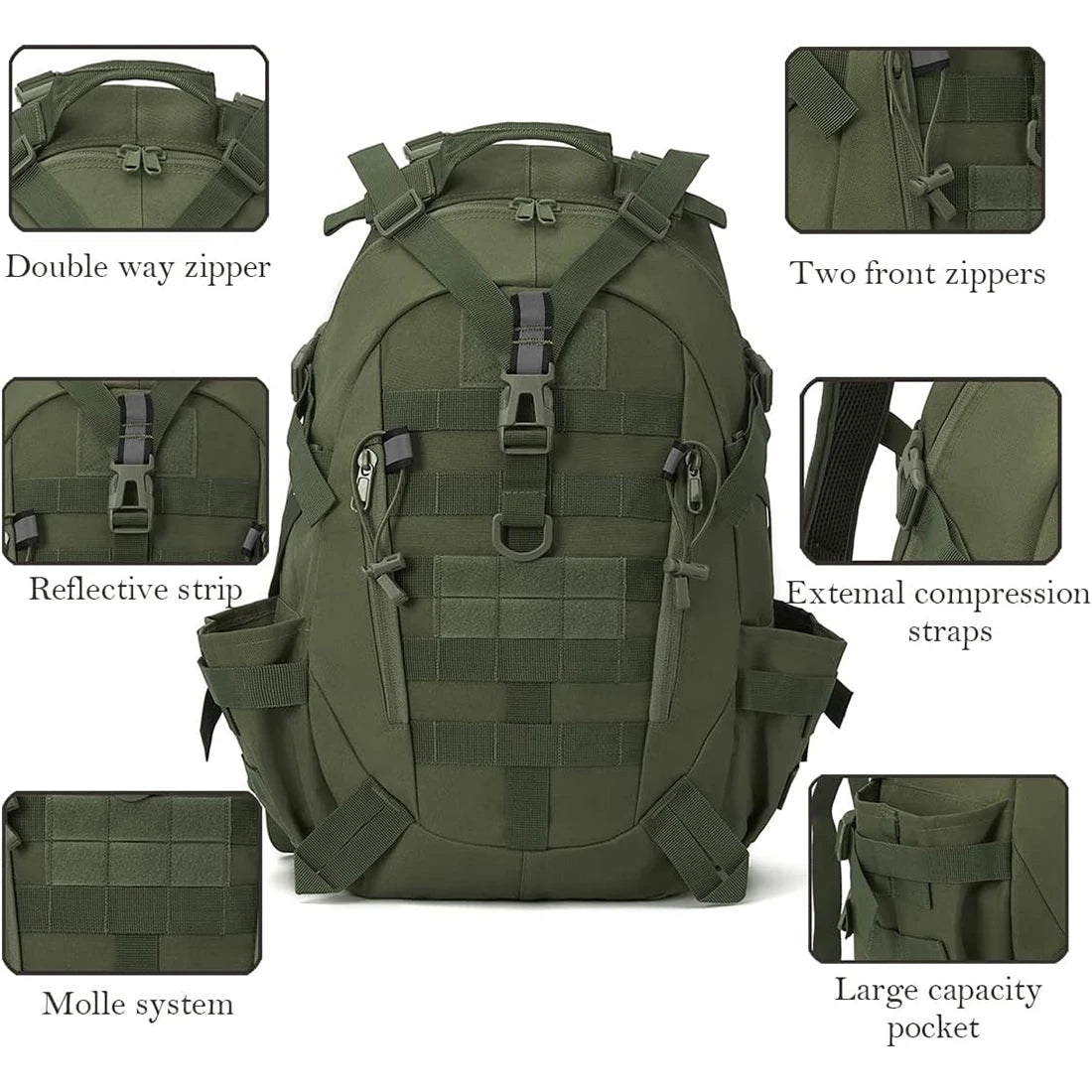 40L Tactical Backpack – MOLLE Hiking & Survival Bag
