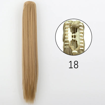 Claw Clip Ponytail Hair Extension 24 Inch Wavy Synthetic Heat Resistant