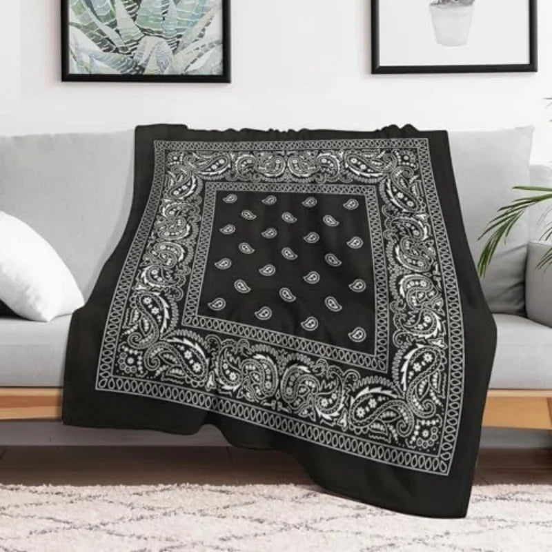 Paisley Bandana Print Throw Blanket Soft Micro Plush