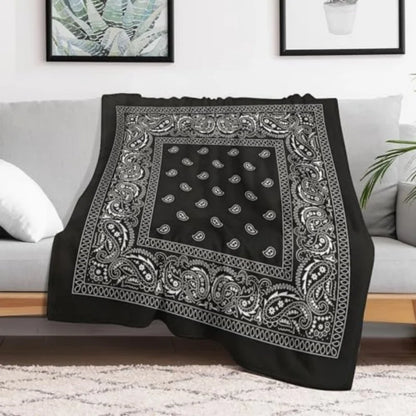 Paisley Bandana Print Throw Blanket Soft Micro Plush