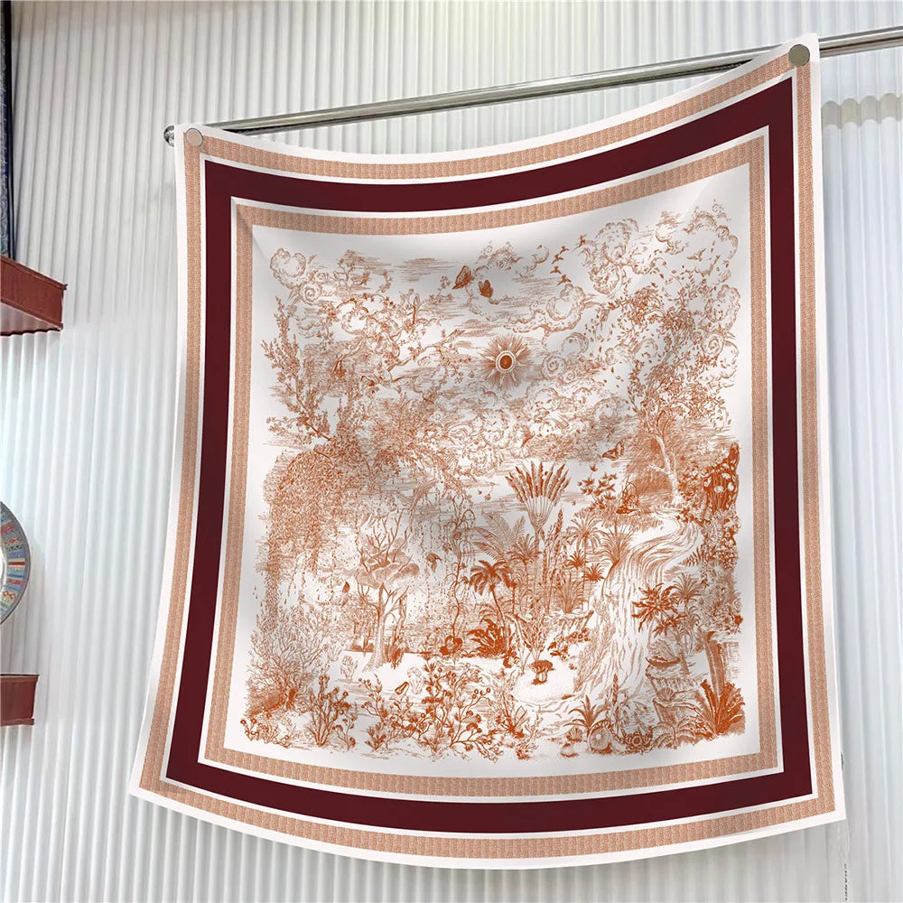 Luxury Silk Square Scarf Women Floral Paisley Print 90cm