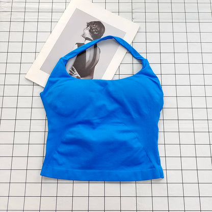 Women's Padded Halter Neck Backless Sports Top