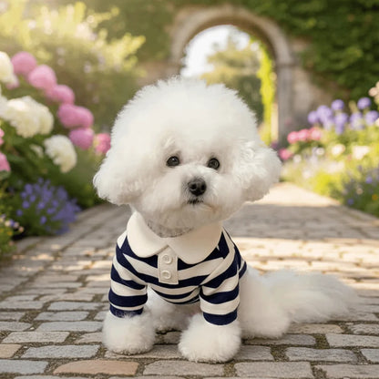 Striped Dog Shirt – Breathable Collared Polo for Small Dogs