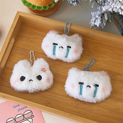 Cute Plush Animal Keychain Pendant – Fluffy Bunny & Bear Bag Charm