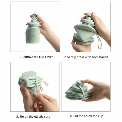 600ML Collapsible Silicone Water Bottle for Travel and Gym