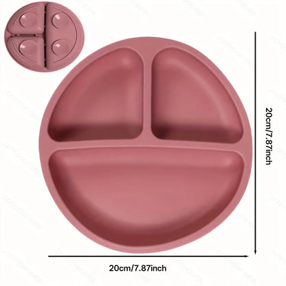 Silicone Baby Suction Plate – Divided Sections with Lid