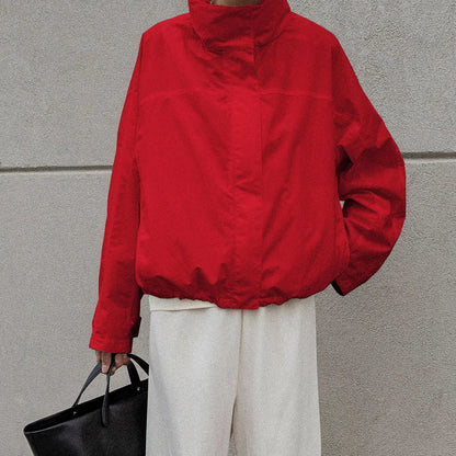 Women's Turtleneck Zip-Up Jacket – Oversized Casual Outerwear Coat