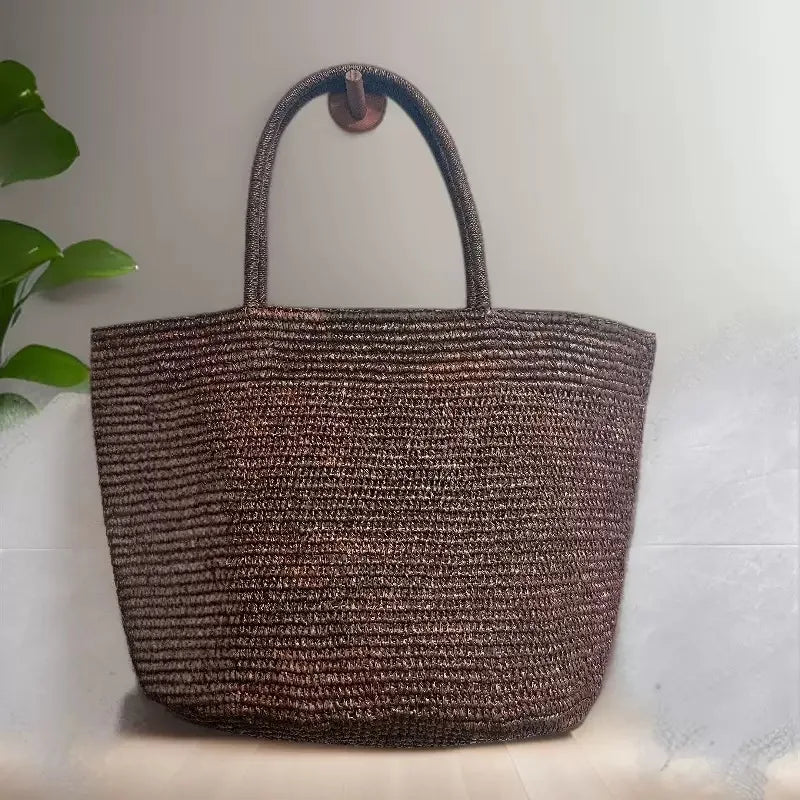 Large Handwoven Rattan Tote Bag – Women's Straw Beach Handbag