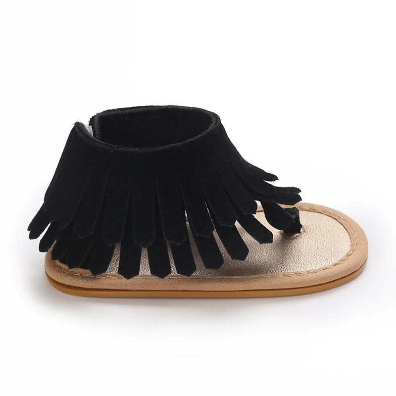 Baby Girl Tassel Sandals – Non-Slip Flat Princess Shoes