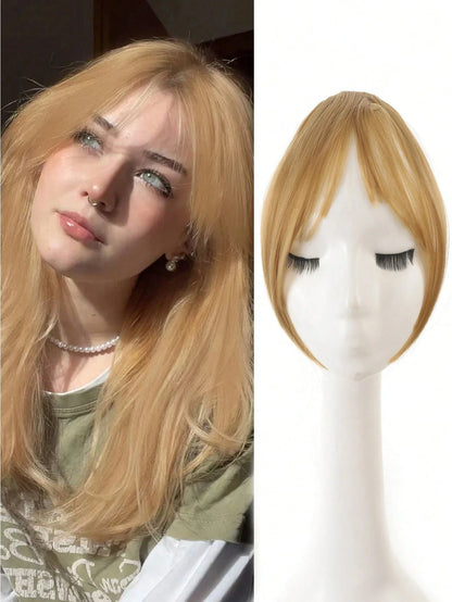 Clip-In Bangs Hair Extension – Synthetic Middle Part Fringe, Natural Seamless Look