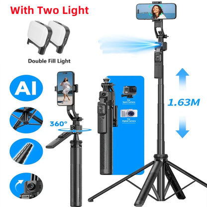 AI Auto-Tracking Selfie Stick with Bluetooth Remote
