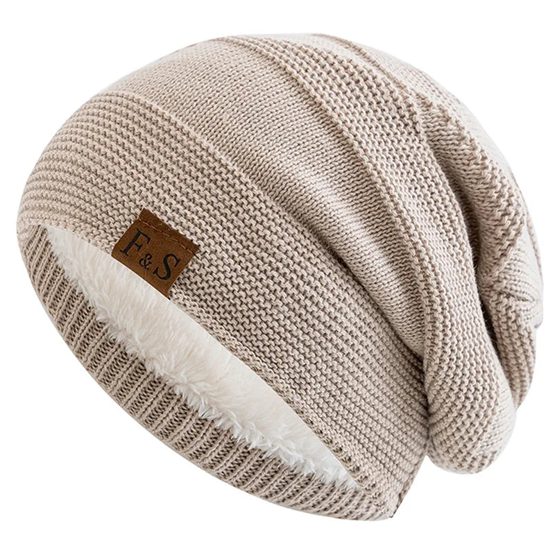Fur Lined Slouchy Knit Beanie – Unisex Winter Hat