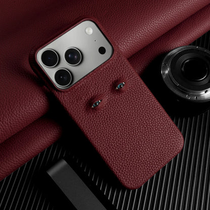 Eyes Lychee Genuine Leather iPhone Case