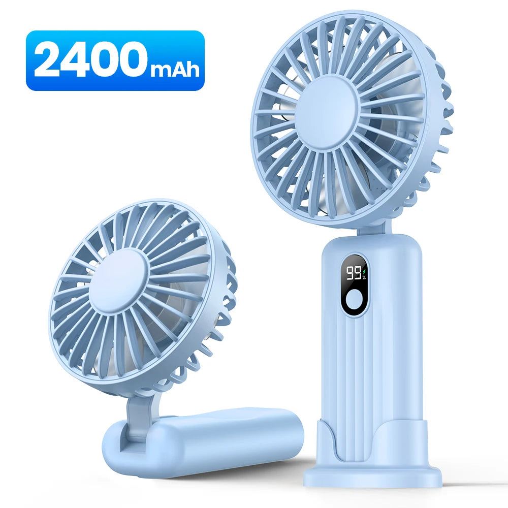 Portable Mini Fan 3-in-1 USB Rechargeable – Handheld, Neck & Desktop Stand Fan
