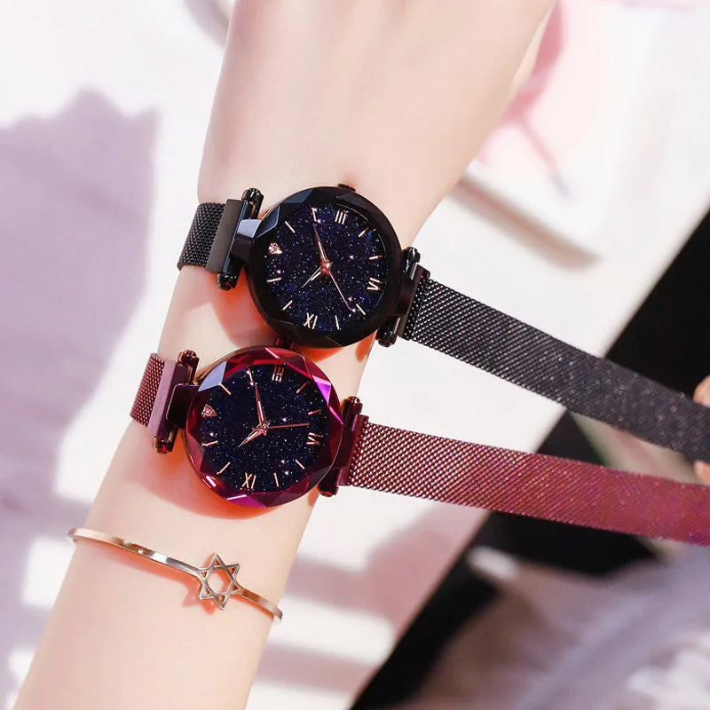 Starry Sky Women's Quartz Watch – Magnetic Mesh Band
