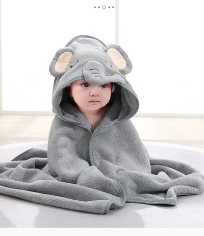Baby Hooded Bath Towel – Soft Cartoon Animal Bathrobe for Newborns & Toddlers