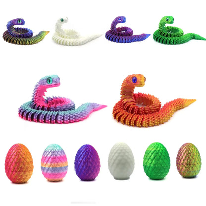 3D Printed Snake Egg Articulated Figurine – Desk Toy & Gift