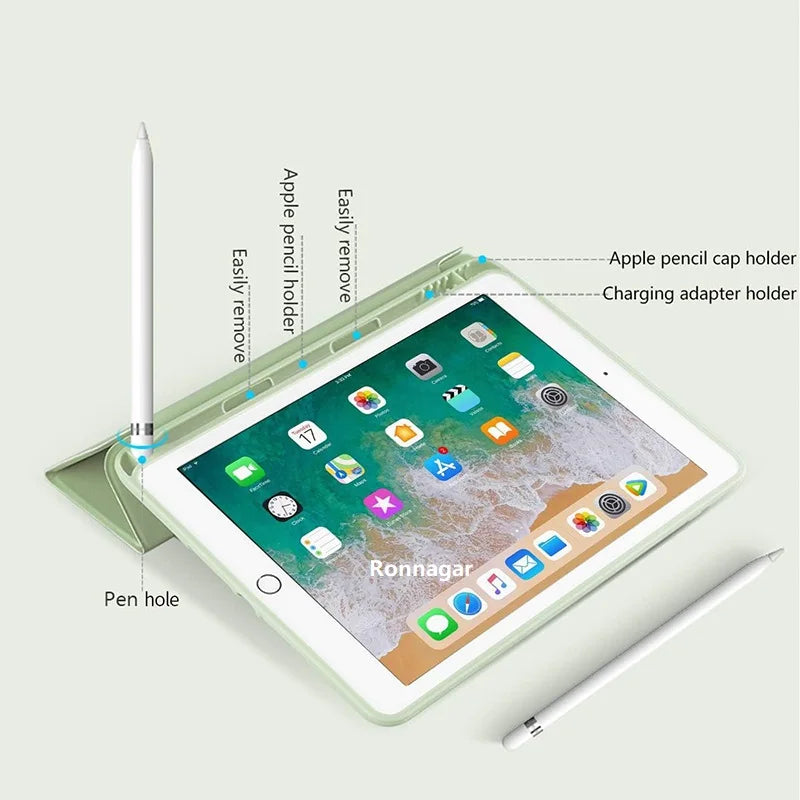 iPad Case with Pencil Holder – Tri-Fold Smart Cover for All Models