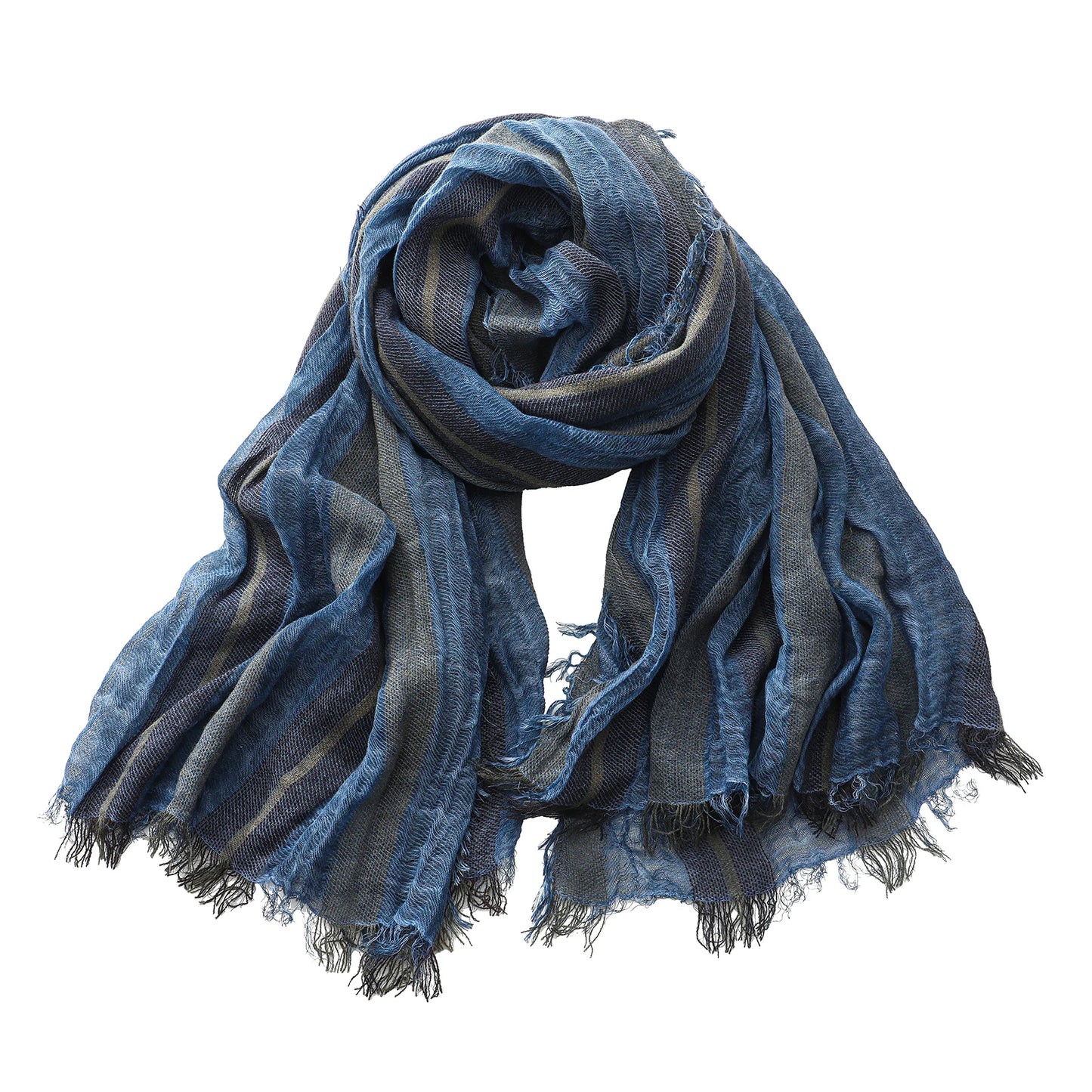 Men's Striped Cotton Linen Scarf – Warm Neckerchief Pashmina