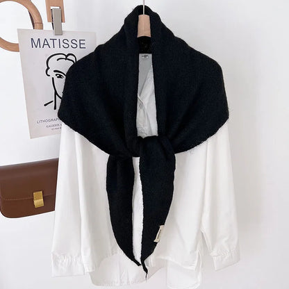 Women's Knitted Triangular Scarf – Oversized Wool Wrap Headscarf