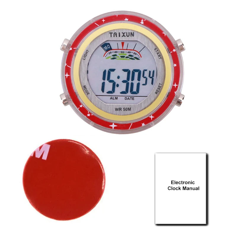 Waterproof Motorcycle Digital Clock – Stick-On Dashboard Watch